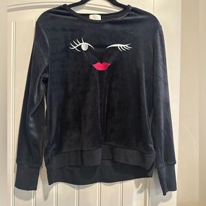 Kate Spade Velvet asymmetric embroidered top
